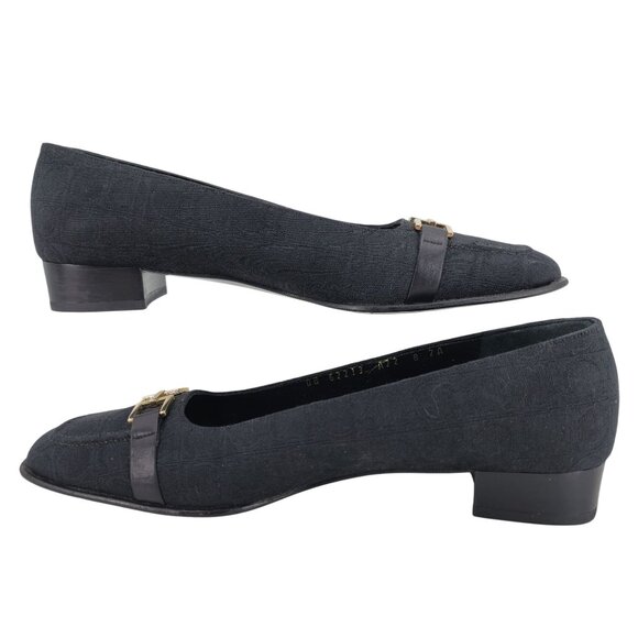 Salvatore Ferragamo Italy Womens 8AA Black Signature Gancini Dress Shoe Pumps - Picture 5 of 11